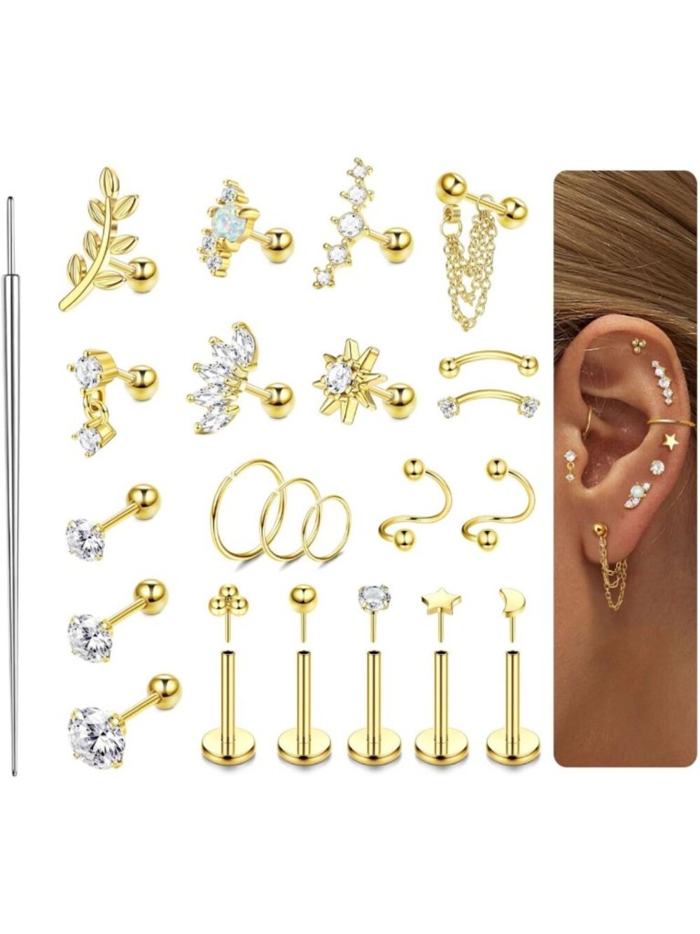 Stylish Cartilage Earrings for Women - Daith, Conch, Tragus & Helix Jewelry